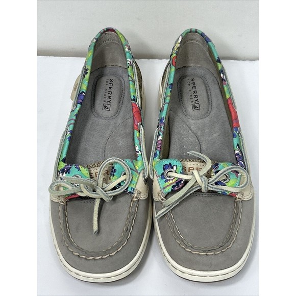 Sperry Top-Sider Women's Angelfish Boat Shoe Sz 6.5 Floral Gray Flamingo Slip On - Picture 3 of 8